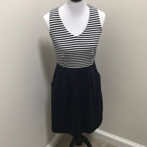 Navy & White Striped Dress, Size 8 Regular.